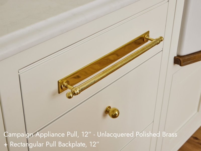 Cabinet Backplate Recessed Pull 12 Inch Antique Brass Campaign Style