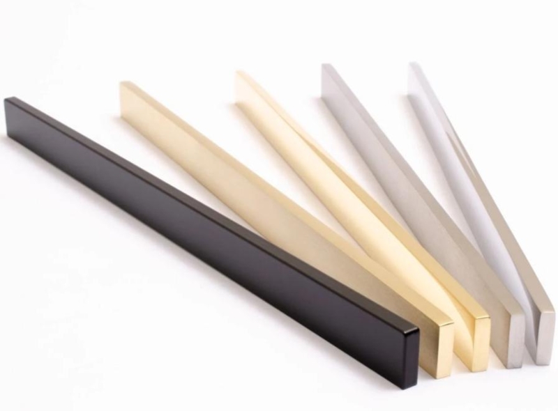 Cabinet Bar Pulls Polished Brass Rectangular Profile Straight Edge