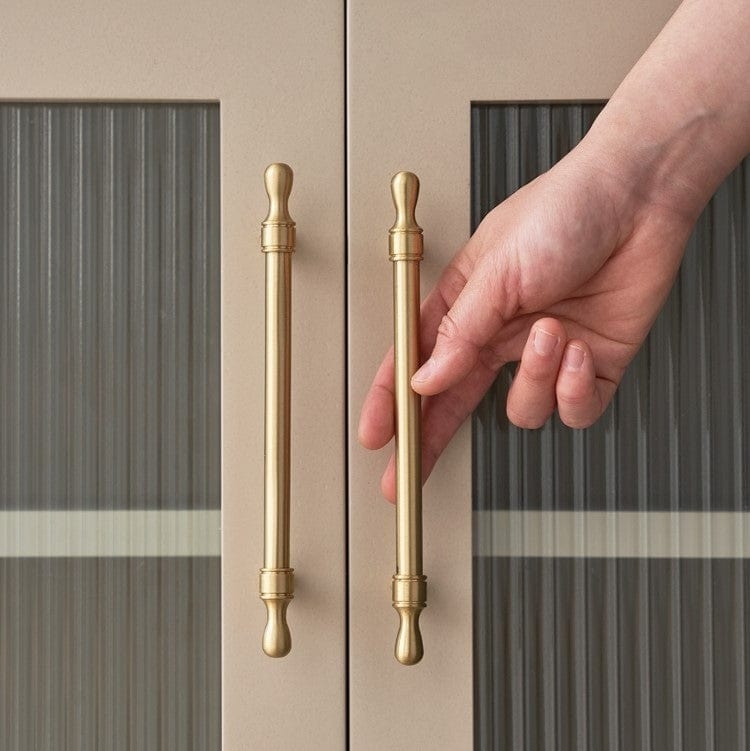 Cabinet Handle Satin Brass Slender French Style T-Bar