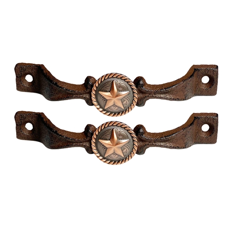 Cabinet Handle Star Concho Braided Rope Texture Antique Bronze