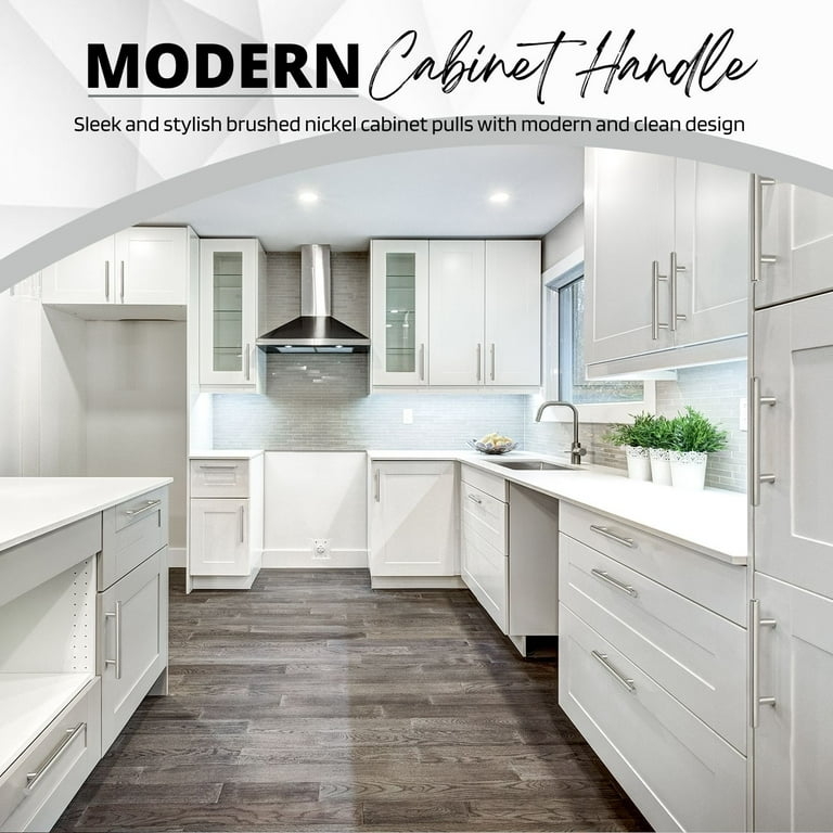 Cabinet Handle, T-Bar Design, Satin Brushed Nickel, Industrial Style