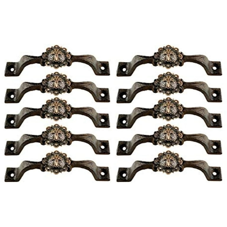 Cabinet Handle Western Cross Concho Copper Finish Beaded Edge