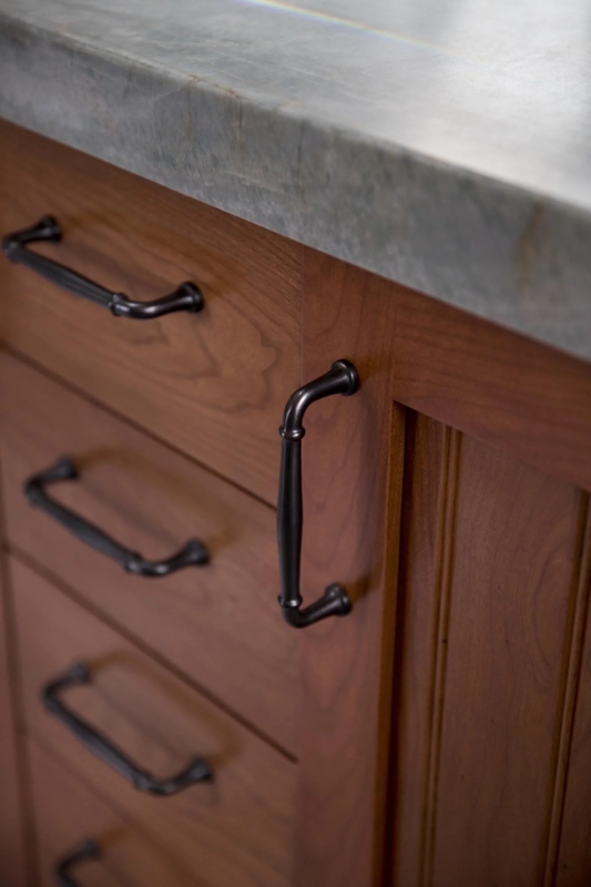 Cabinet Hardware: Bronze Cabinet Hardware Ideas for Integrated Pantry.