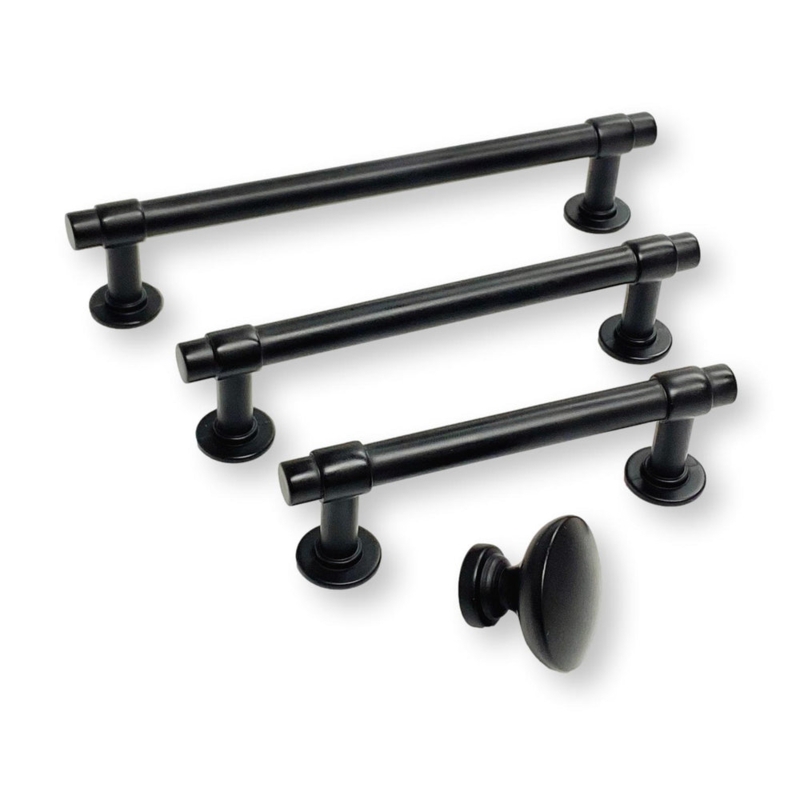 Cabinet Hardware Cylindrical T-Bar Silhouette Matte Black Finish