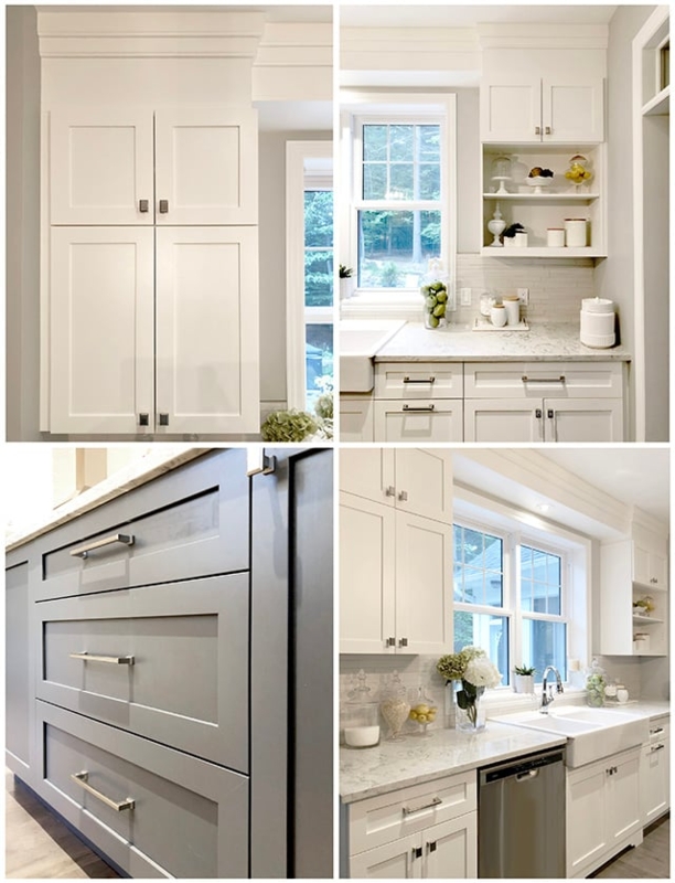 Cabinet Hardware: Matte Black Knobs and Bar Pulls on Shaker Cabinets