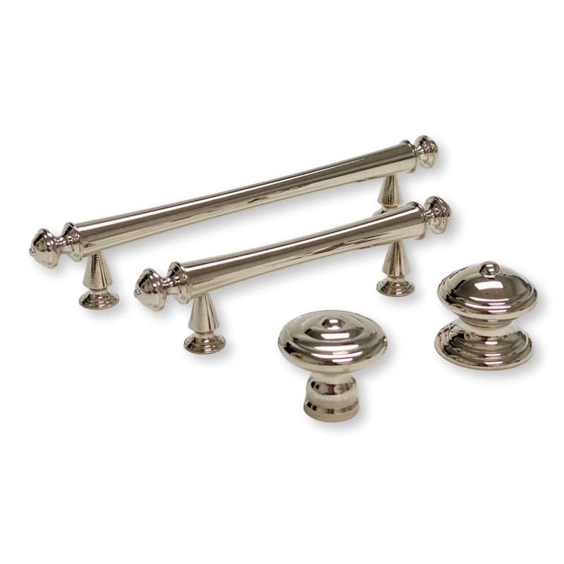 Cabinet Hardware Set Polished Nickel Knurled Texture T-Bar Knobs