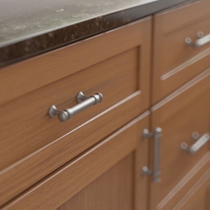 Cabinet Hardware, Tiered Button, Heirloom Silver, Traditional Set