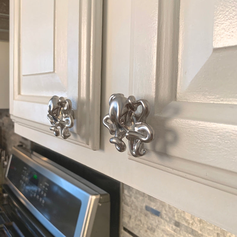 Cabinet Knob Antique Blue Gray Octopus Shape Coastal Cabinet Hardware