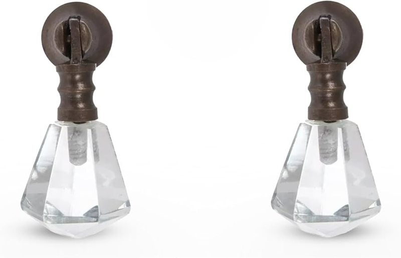 Cabinet Knob Antique Bronze Amber Glass Teardrop Vintage Hardware
