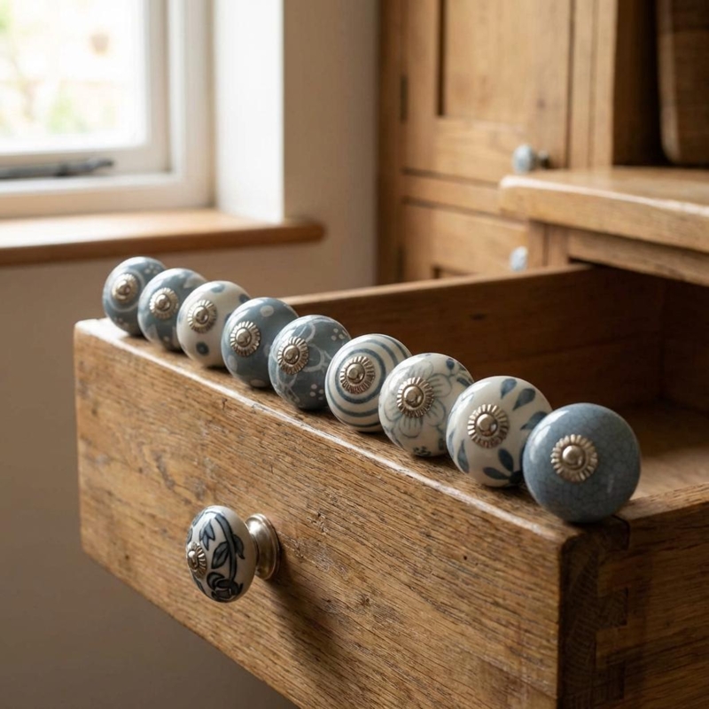 Cabinet Knob Assorted Set Intricate Patterns Ceramic Patterned Knob Set