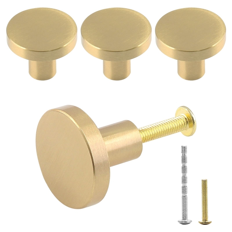 Cabinet Knob Brushed Gold with Circular Indent Detail