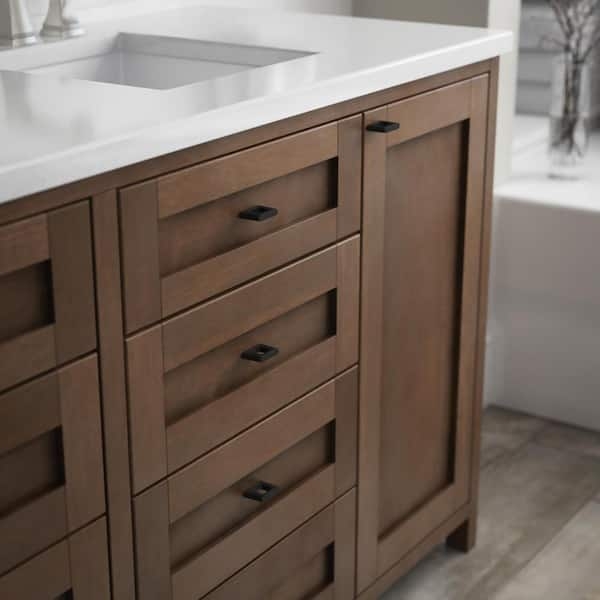 Cabinet Knob: Geometric Square Cabinet Knobs with a Matte Black Finish.