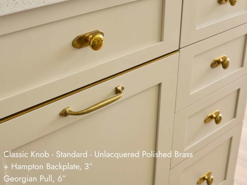 Cabinet Knob Polished Brass Tiered Backplate Luxury Architectural Hardware