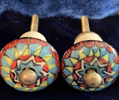 Cabinet Knob Porcelain Hand Painted Floral Vintage Drawer Pulls