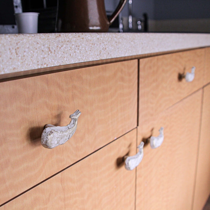 Cabinet Knob Rustic Bronze Whale Shape Cast Iron Texture Coastal Pulls