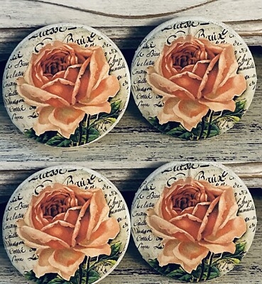 Cabinet Knob Shabby Chic Pink Rose Floral Ceramic Set