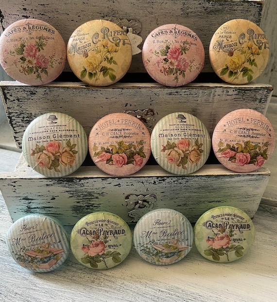 Cabinet Knobs Mismatched Floral Shabby Chic Set