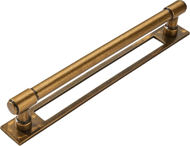 Cabinet Pull Antique Brass Beveled Backplate Vintage Style Handles