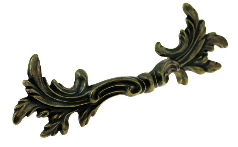 Cabinet Pull Antique Brass French Provincial Leaf Motif