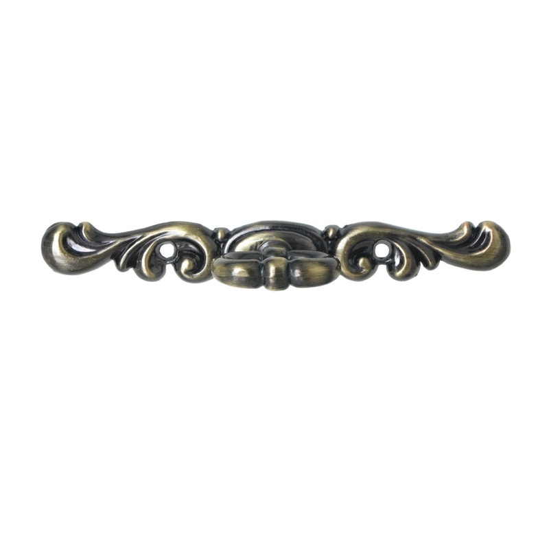 Cabinet Pull Antique Brass Ring Design Textured Backplate Radial