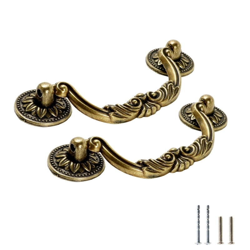 Cabinet Pull Antique Bronze Bow Shape Flared Ends Traditional