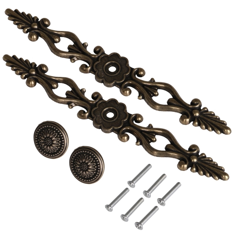 Cabinet Pull Antique Bronze Scrolled Backplate European Style