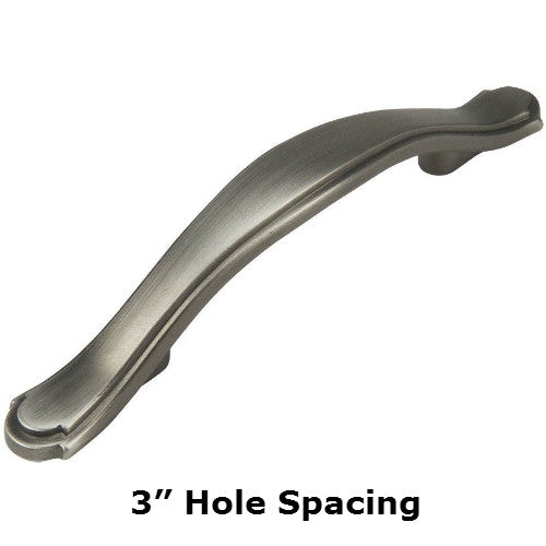 Cabinet Pull, Antique Silver Hammered D-Handle, Square Bases