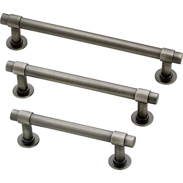 Cabinet Pull, Bar with Flared Ends, Heirloom Silver, Transitional