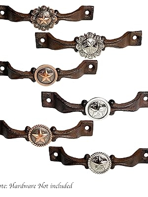 Cabinet Pull Braided Star Concho Antique Silver Finish Western