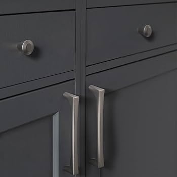 Cabinet Pull Brushed Charcoal Finish Rectangular Ends Slim Linear Profile