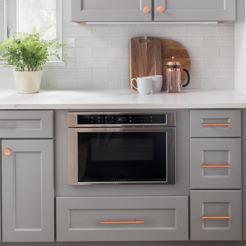 Cabinet Pull Brushed Copper Finish Cylindrical Bar Rounded Ends