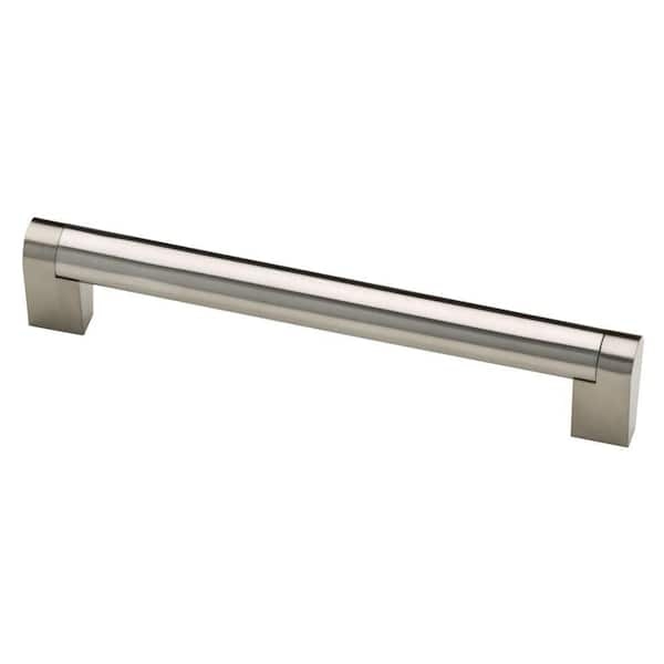 Cabinet Pull Cylindrical Bar Overhanging Ends Brushed Silver Hardware