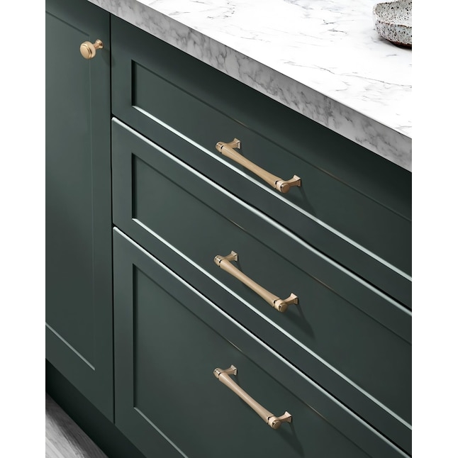 Cabinet Pull Cylindrical T-Bar Brushed Gold Contemporary Style