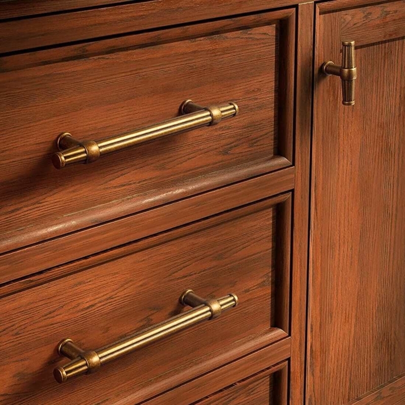 Cabinet Pull Dark Brown Bar Handle Round Footing Industrial