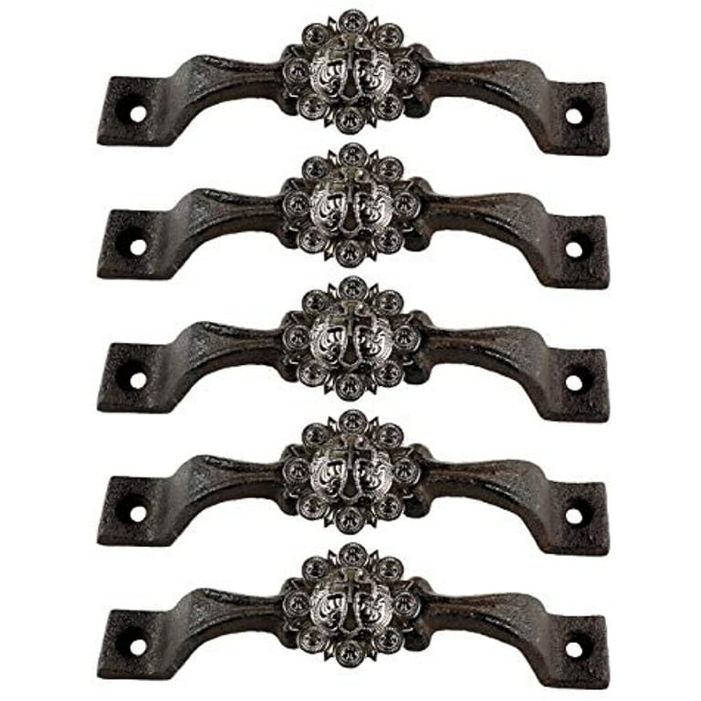 Cabinet Pull Double Horseshoe Design Turquoise Accent Cross
