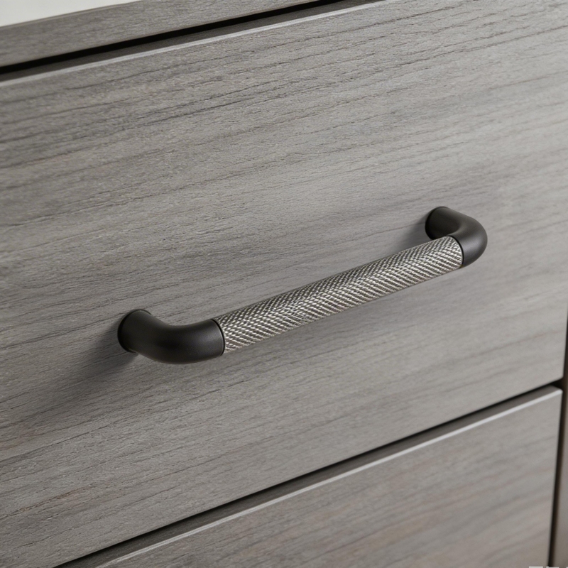 Cabinet Pull Extra Long Profile Knurled Grip Matte Gray Finish Industrial
