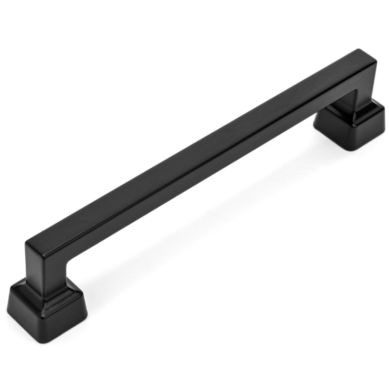 Cabinet Pull: Flat Black Slim Bar Handle with Rounded Ends, Contemporary