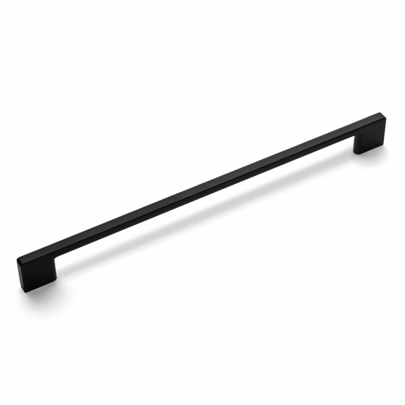 Cabinet Pull: Flat Black Slim Bar Handle with Squared Edges, Modern Design