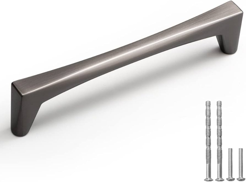 Cabinet Pull Flat Mount Brushed Dark Metal Rectangular Profile