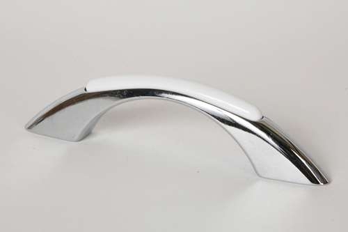 Cabinet Pull Gloss White Polished Chrome Arched Two-Tone Retro