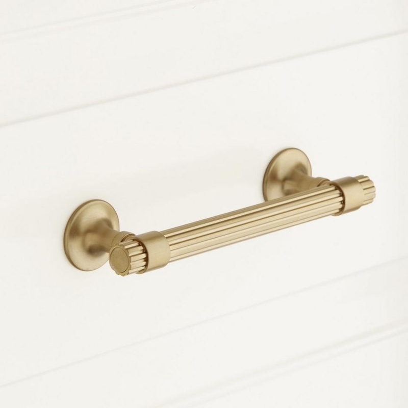 Cabinet Pull: Golden Champagne Finish with Knurled Grip and Tiered Collars