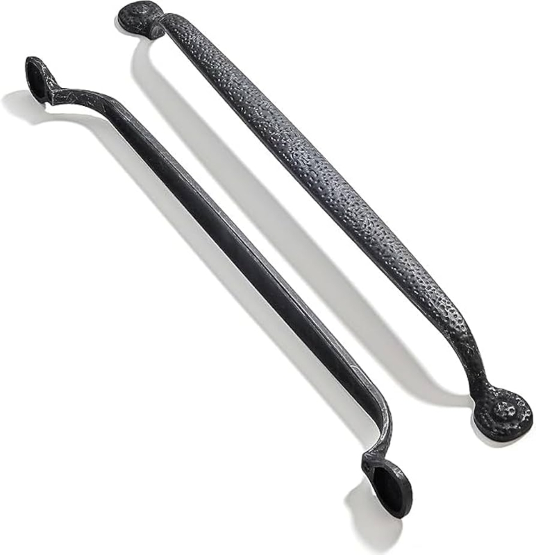 Cabinet Pull Hammered Texture Slim Profile Matte Black Rustic Hardware