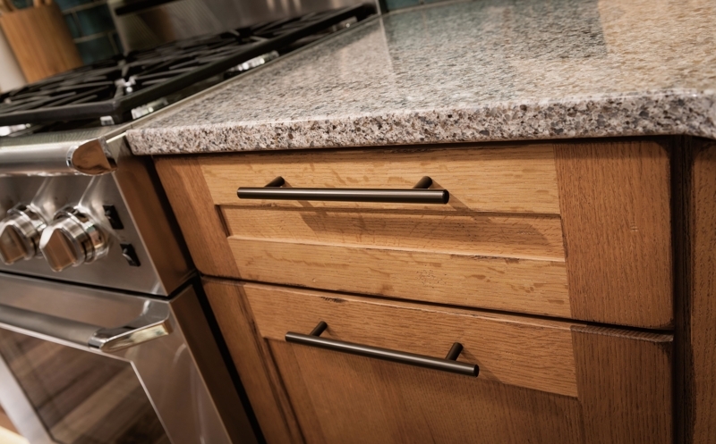 Cabinet Pull Horizontal Mount Oil-Rubbed Bronze on White Shaker Door