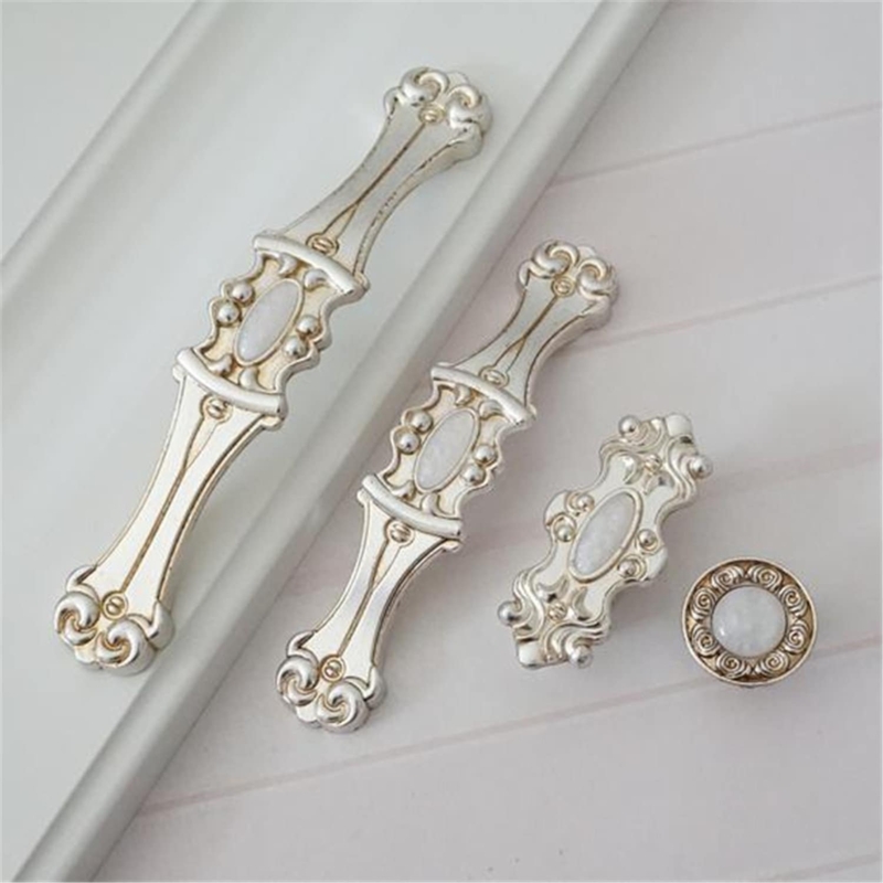 Cabinet Pull, Intricate Floral Scrollwork, Antique Silver, Shabby Chic