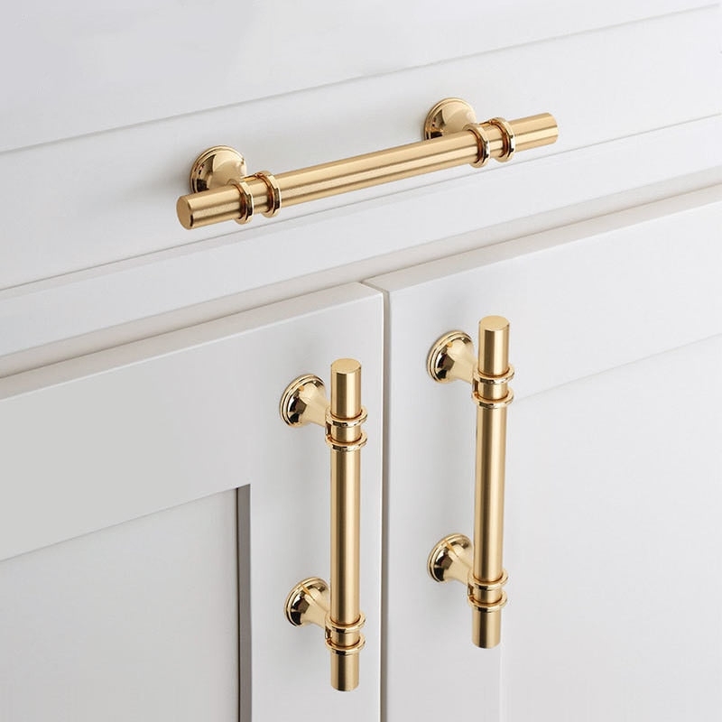 Cabinet Pull Knurled Texture T-Bar Handle Mixed Metallic Finishes Set