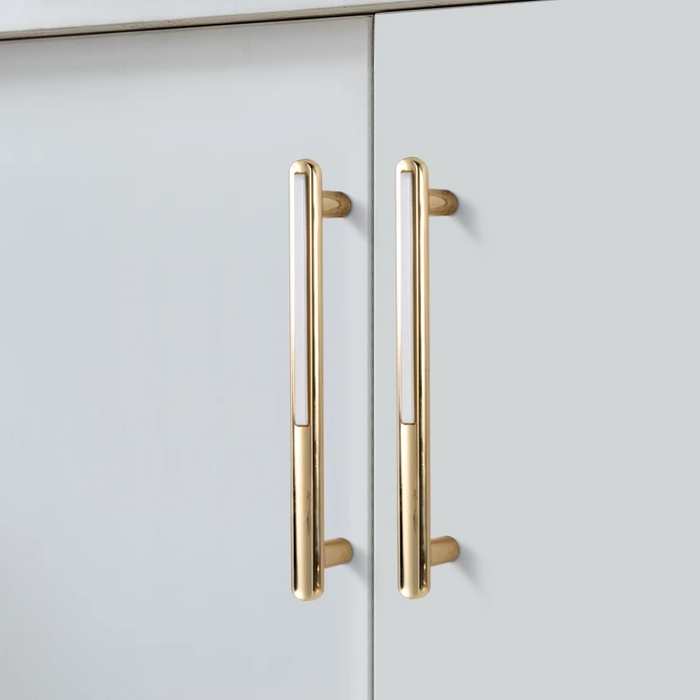 Cabinet Pull Knurled Texture Two Tone Gold Black Modern Hardware
