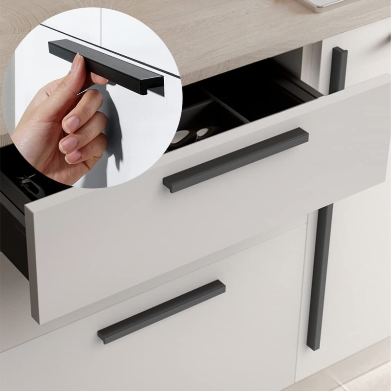 Cabinet Pull L-Shaped Finger Handle Champagne Bronze Minimalist Style