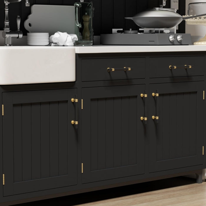 Cabinet Pull: Matte Black and Brushed Gold T-Bar Handle, Mid-Century Modern