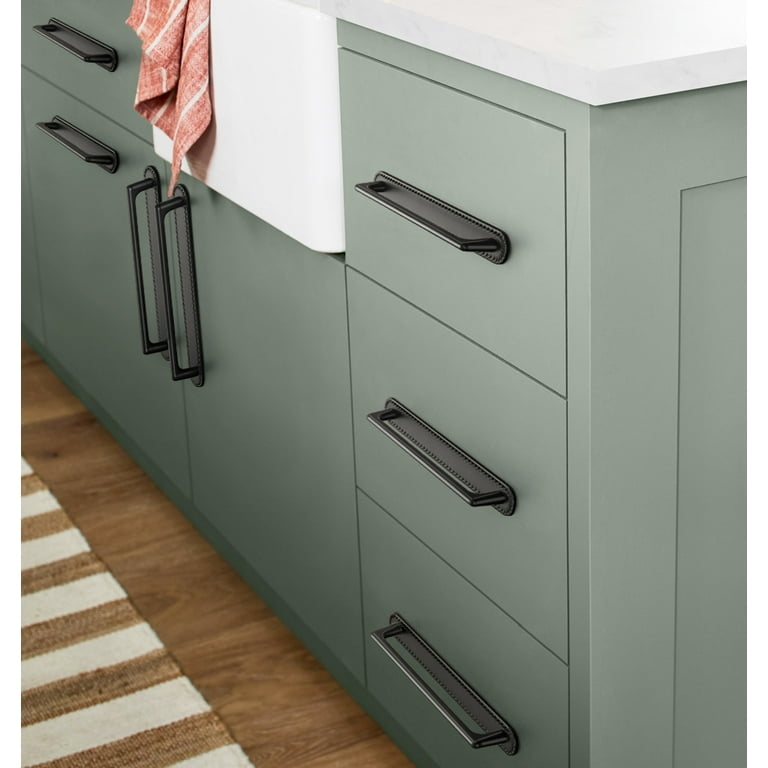 Cabinet Pull Matte Black Rectangular Backplate Architectural Hardware