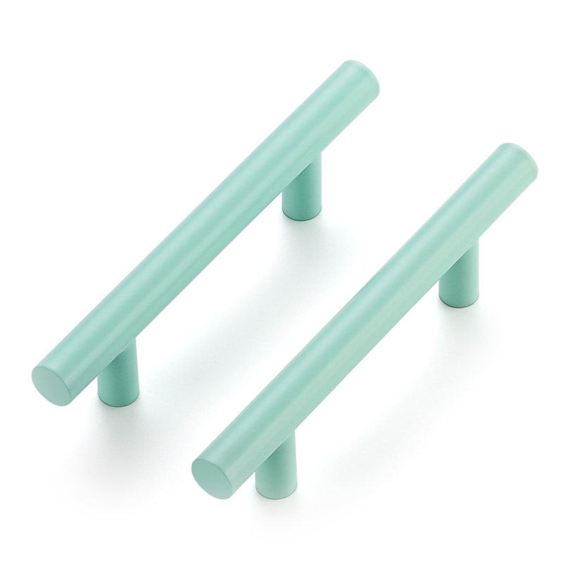 Cabinet Pull Matte Green T-Bar Minimalist Hardware